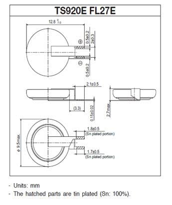 Chart - Seiko Instruments TS920E TS Lithium Rechargeable Battery