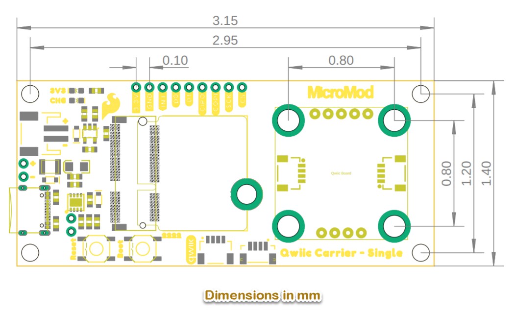 Mechanical Drawing - SparkFun MicroMod Qwiic Carrier Board - Single (DEV-17723) Mechanical Drawing - SparkFun MicroMod Qwiic Carrier Board - Single (DEV-17723)
