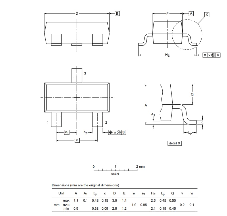 Mechanical Drawing - Nexperia SOT23 Surface-Mounted Package Products
